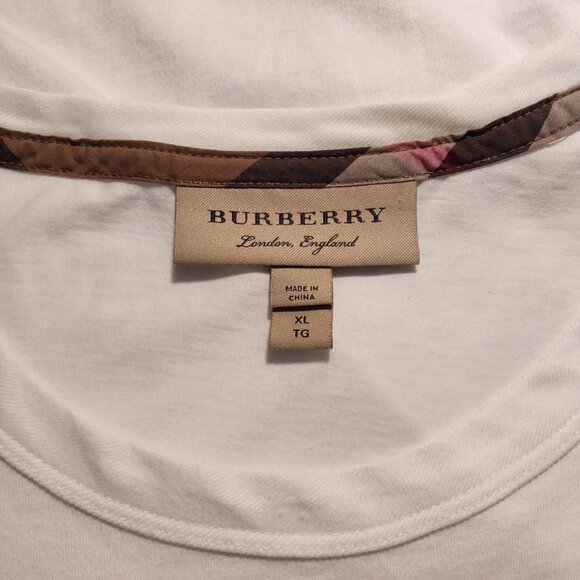 Burberry Men's White Cotton T-Shirt Excellent Condition - XL - Picture 3 of 8